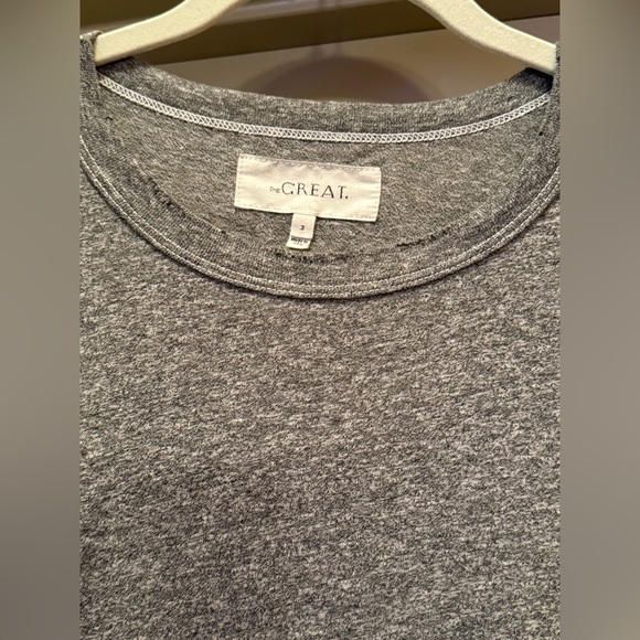 THE GREAT Gray Crew Neck Short Sleeve Shirt size 3 - Picture 4 of 15